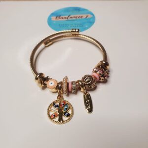 Pulsera tipo Pandora Arbol de la Vida y Ojo Turco